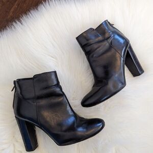 J. Crew Rory Collection Ankle Boots Black Leather Heeled Booties 7.5